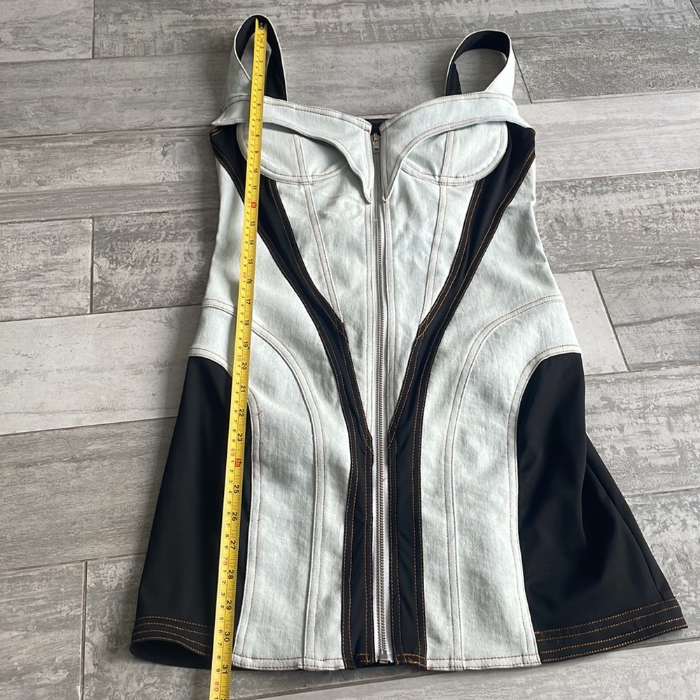 MUGLER CORSET DENIM STREET RACE DRESS WHITE BLACK Sz S - Picture 10 of 17